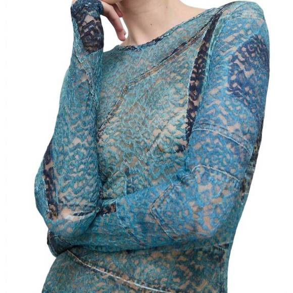 NEW VERSACE patchwork midi dress in bonnie light blue - Picture 4 of 4